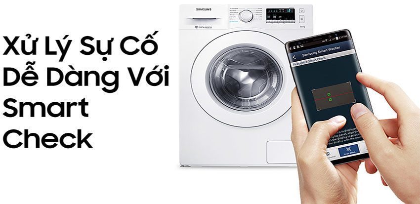 Chế độ xử lý qua thiết bị Smart phone thông minh của máy giặt cửa trước Samsung WW75J42G3KW/SV