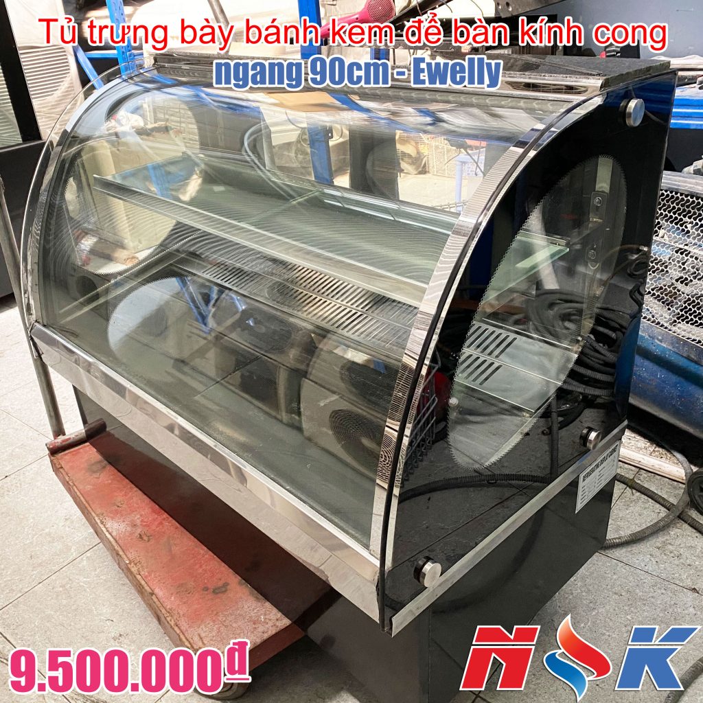 Tủ trưng bày bánh kem để bàn kính cong Ewelly