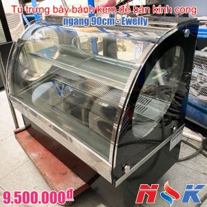 Tủ trưng bày bánh kem để bàn kính cong Ewelly