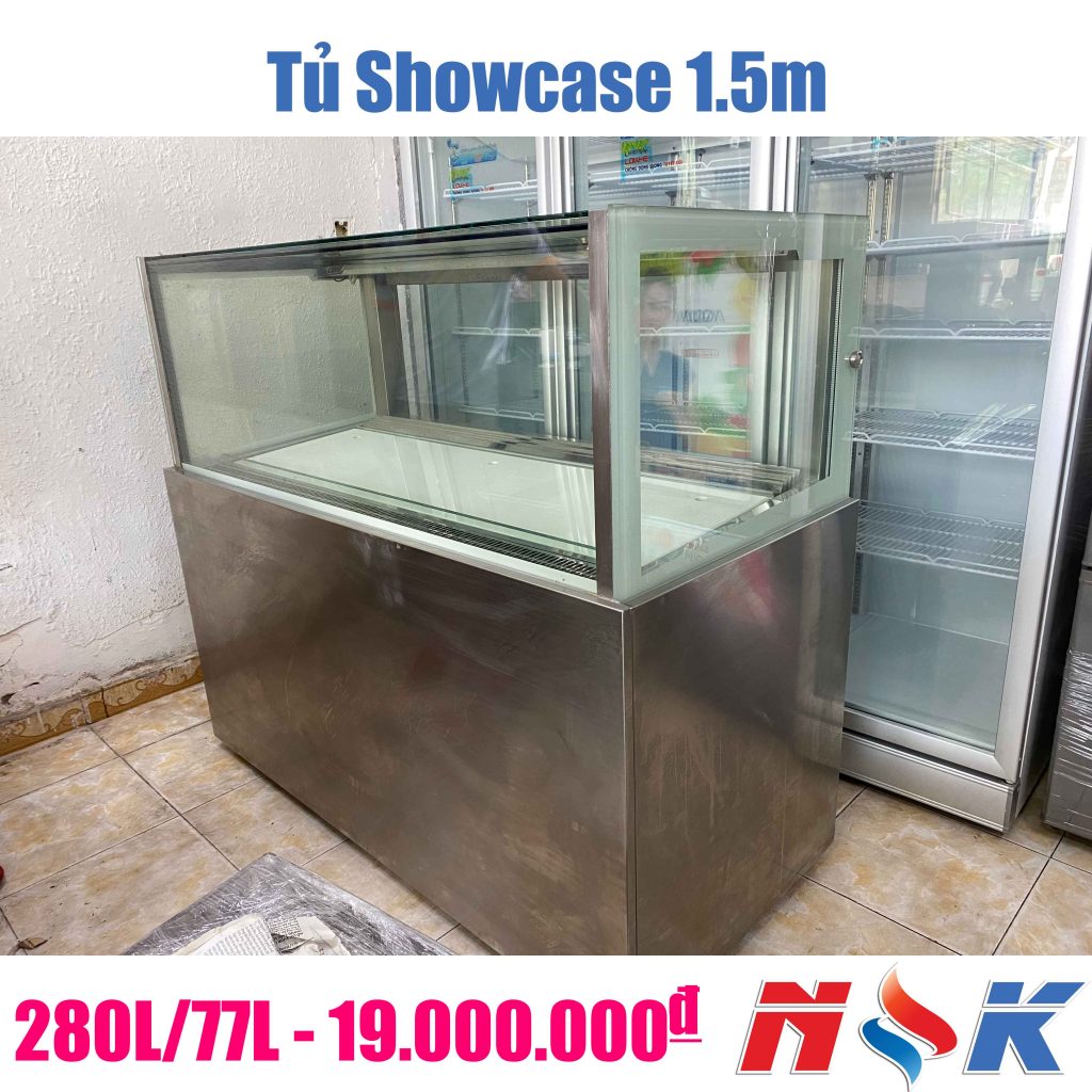 Tủ mát trưng bày kính vuông Showcase 1.5m