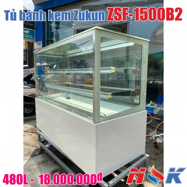 Tủ bánh kem kính vuông Zukun ZSF-1500B2