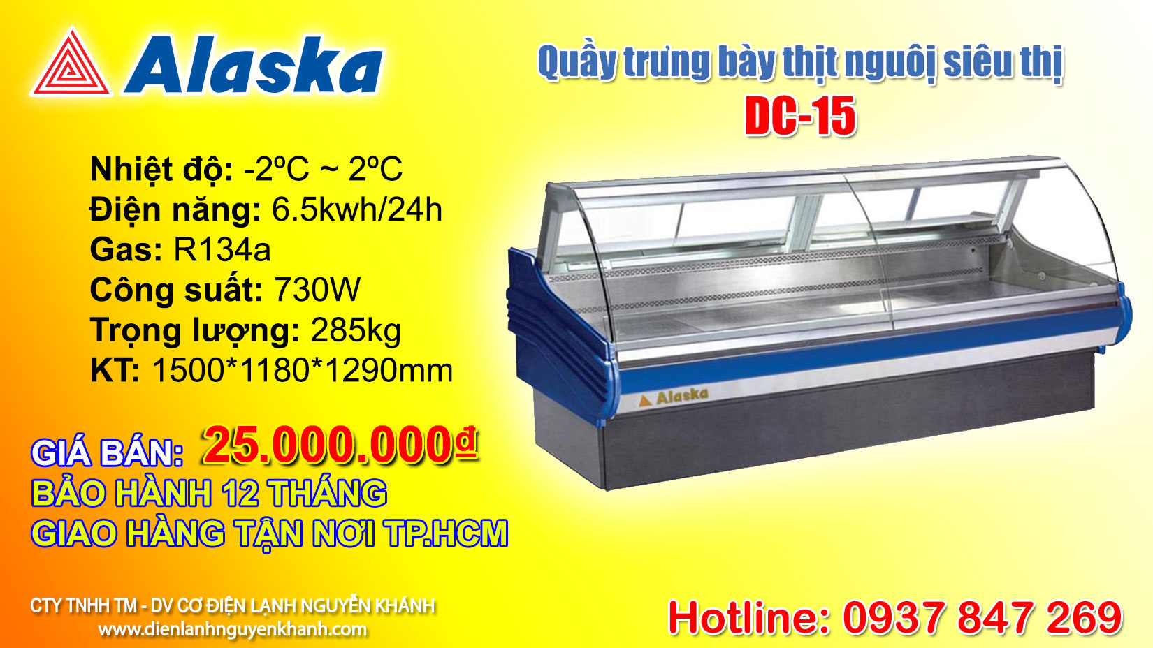 Tủ mát trưng bày thịt nguội Alaska DC-15