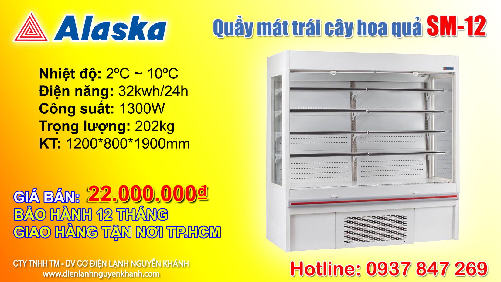 Quầy mát trưng bày siêu thị Alaska SM-12