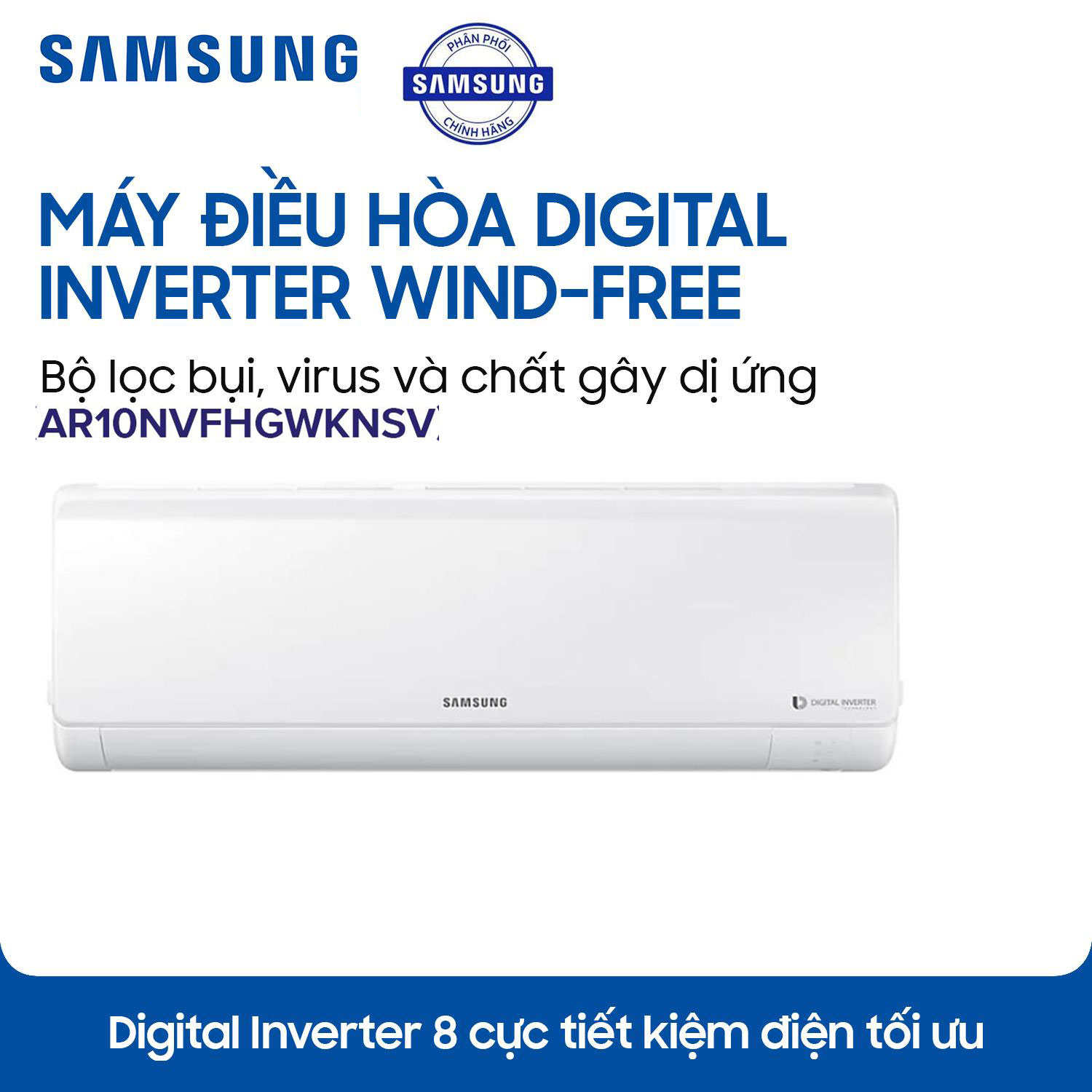 Máy lạnh Samsung Inverter AR10NVFHGWKNSV 1 HP chính hãng thanh lý giá rẻ. Điện Lạnh Nguyễn Khánh cung cấp Máy lạnh Samsung Inverter AR10NVFHGWKNSV 1 HP