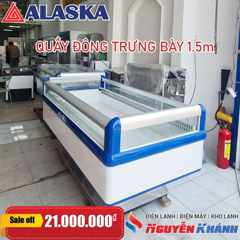 Tủ đông trưng bày siêu thị Alaska 1.5m