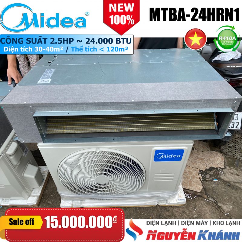 Máy lạnh giấu trần nối ống gió Midea MTBA-24HRN1 (2.5Hp)